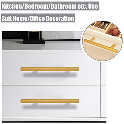 Brass Stainless Steel T Bar Cabinet Handles Gold Finish, 5"(128mm) Hole Centers Cabinet Pulls