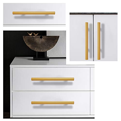 Brass Stainless Steel T Bar Cabinet Handles Gold Finish, 5"(128mm) Hole Centers Cabinet Pulls