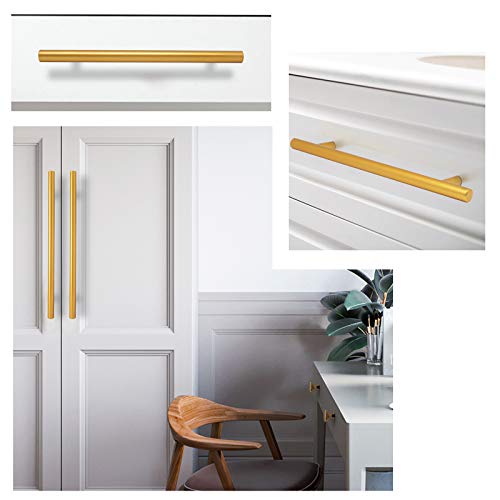 Brass Stainless Steel T Bar Cabinet Handles Gold Finish, 7-9/16"(192mm) Hole Centers Cabinet Pulls