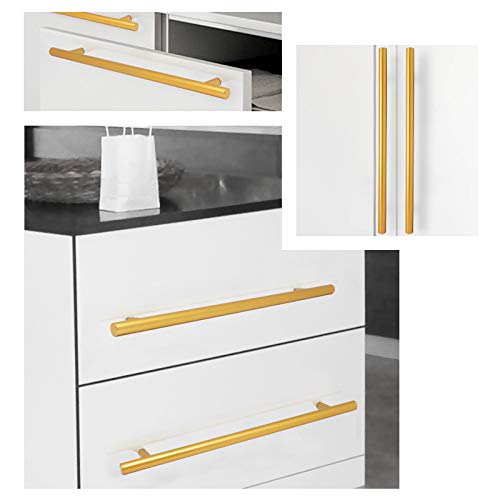 Brass Stainless Steel T Bar Cabinet Handles Gold Finish, 10"(256mm) Hole Centers Cabinet Pulls