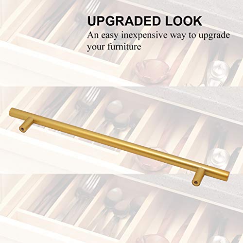 Brass Stainless Steel T Bar Cabinet Handles Gold Finish, 8-4/5"(224mm) Hole Centers Cabinet Pulls