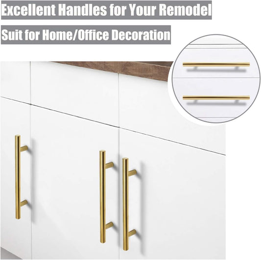 Euro T Bar Cabinet Handles Brushed Brass Finish Kitchen Hardware Drawer Pulls PD1123HGD