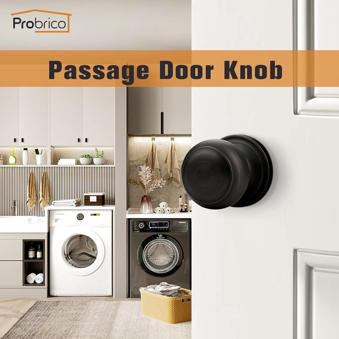 Passage Door Lock No Key Interior Closet Hall Door Knobs Oil Rubbed Bronze Finish DL609ORBPS