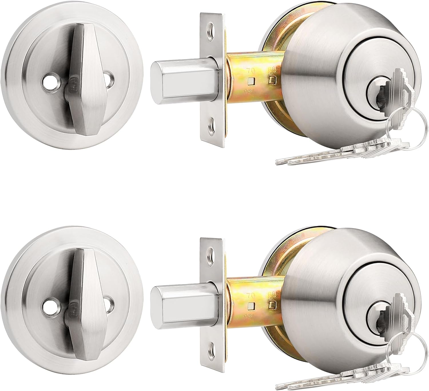 Satin Nickel Single Cylinder Deadbolt Lock Set