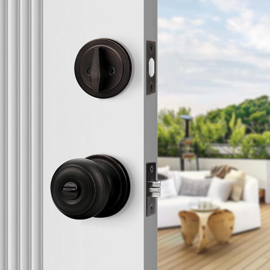 Probrico Entry Door Knob Lock Set and Single Cylinder Deadbolt Combination Set