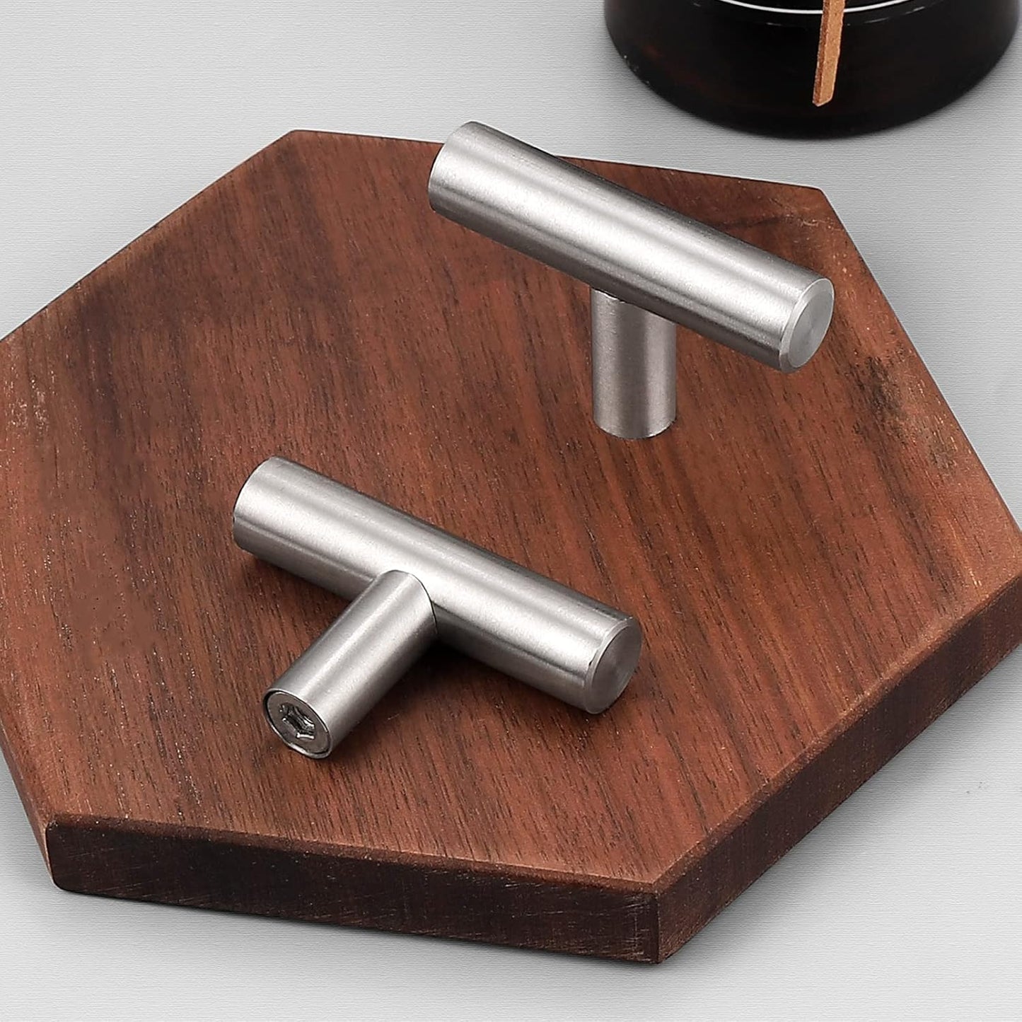 Euro T Bar Pulls 2inch 50mm Lenght Single Hole Solid Handles Brushed Stainless Steel Finish