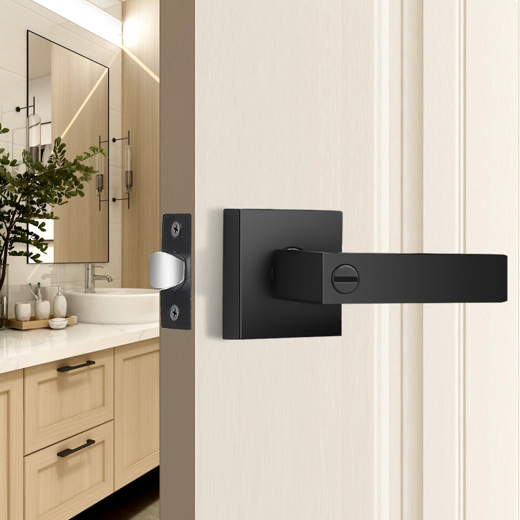 Probrico Heavy Duty Flat Black Square Privacy Lock Interior Door Lever