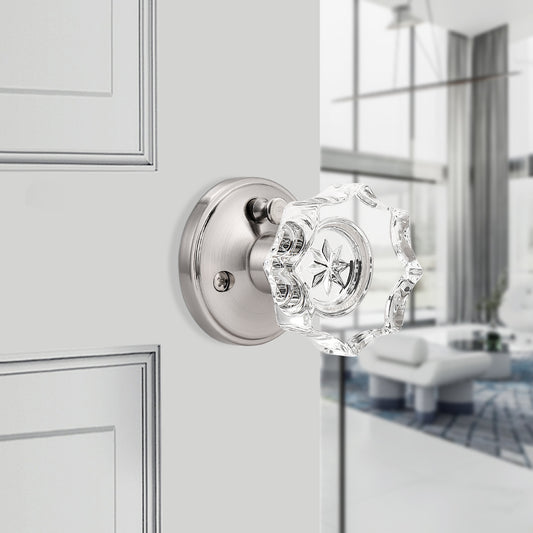 Probrico Diamond Shape Crystal Door Knob Heavy Duty Octagon Glass Interior Door Knob