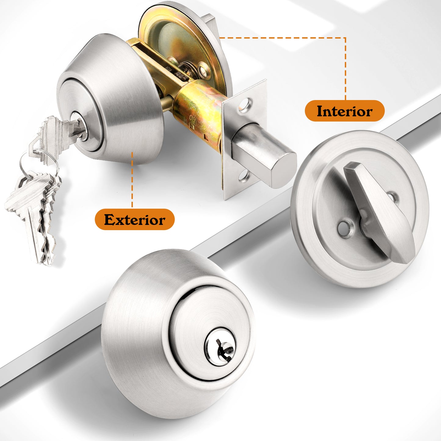 Satin Nickel Finish Single Cylinder Deadbolt Lock - DLD101SN