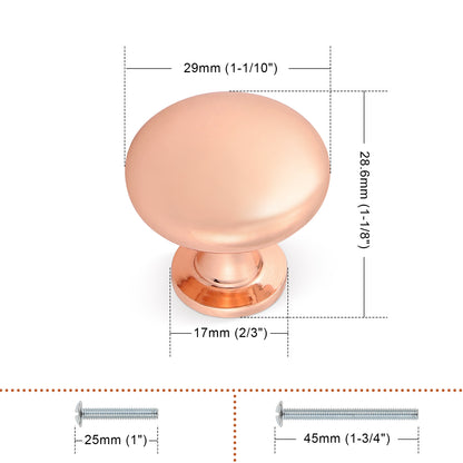 Single Hole Cabinet Knobs, Modern Style Drawer Pulls Rose Gold Knobs for Kitchen Bedroom Bathroom PS3910SF