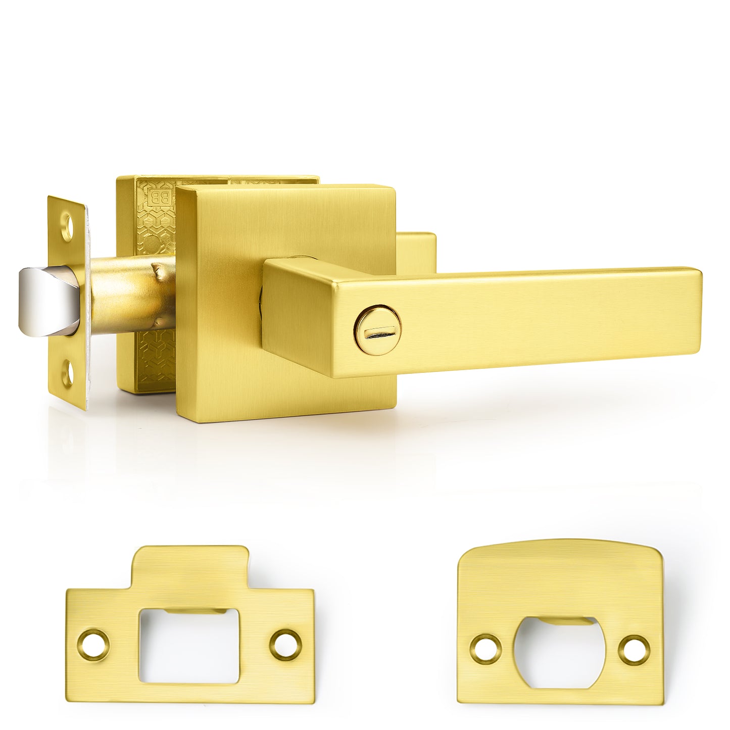 Heavy Duty Privacy Lock Door Levers Square Plate Gold Finish DL01GDBK