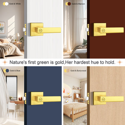 Heavy Duty Privacy Lock Door Levers Square Plate Gold Finish DL01GDBK