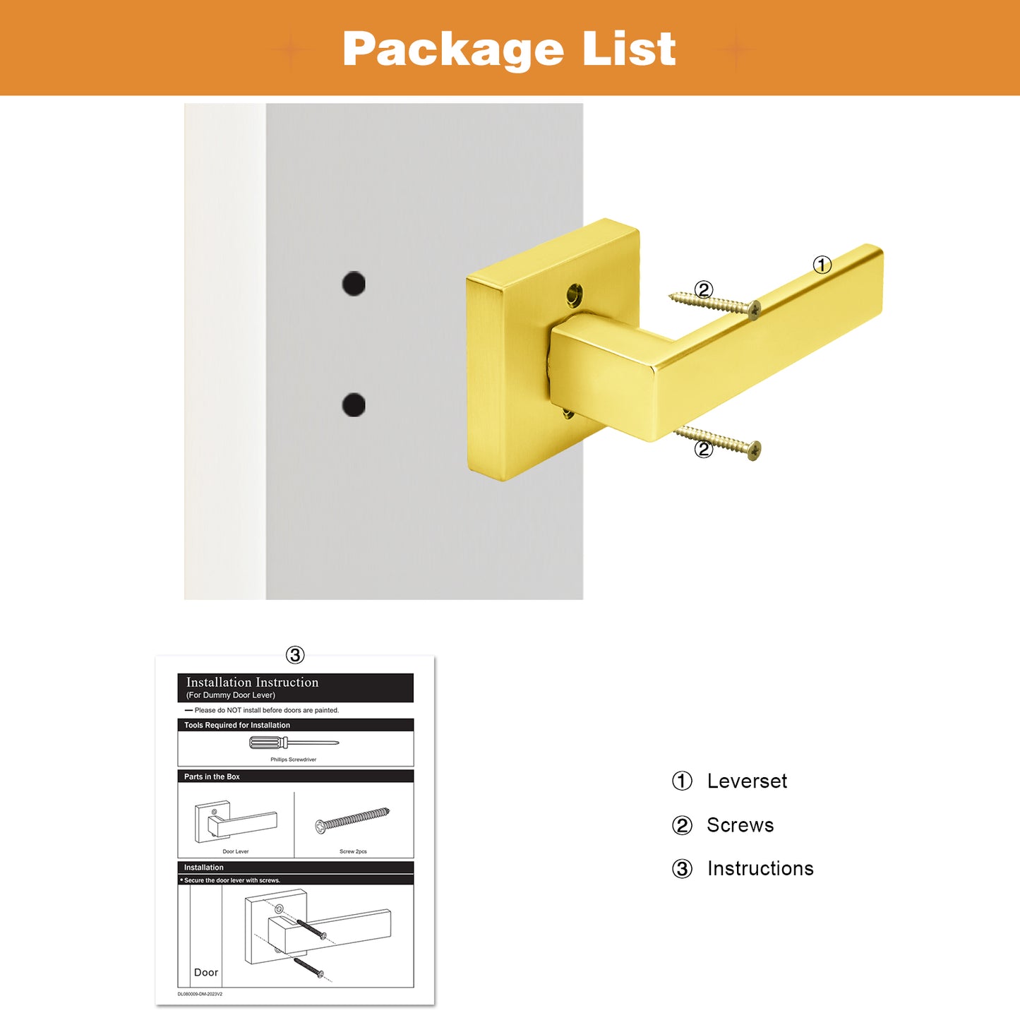 Heavy Duty Door Levers Locks Gold Finish Keyed Alike/Keyed Dummy Door Lock DL01GD