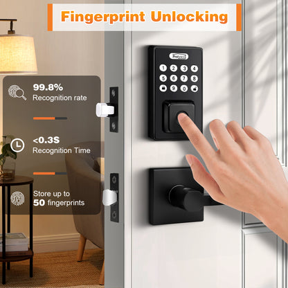 Probrico Black Smart Deadbolt Lock for Front Door, Keypad Deadbolt Lock with Handle Lever