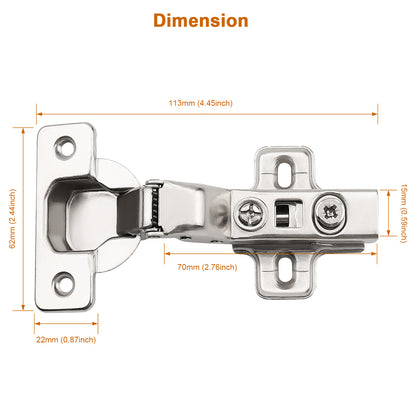 Probrico 1 Pair (2 Pack) knobelite Inset Cupboard Hinges,110 Degree Kitchen Cabinet Hinge Furniture Wardrobe Door Hinges, Soft Close Corner Cabinet Hinges