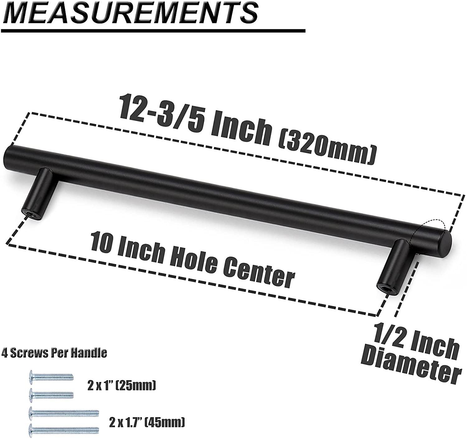 Modern T Bar Black Kitchen Cupboard Handles Cabinet Hardware Drawer Pulls 2"-10" PD3383HBK - Probrico