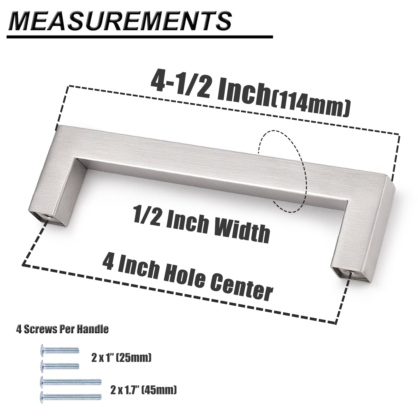 Probrico Square Bar Kitchen Cabinet Handles Pulls Brushed Nickel Finish PDDJ27HSS 100 packs - Probrico