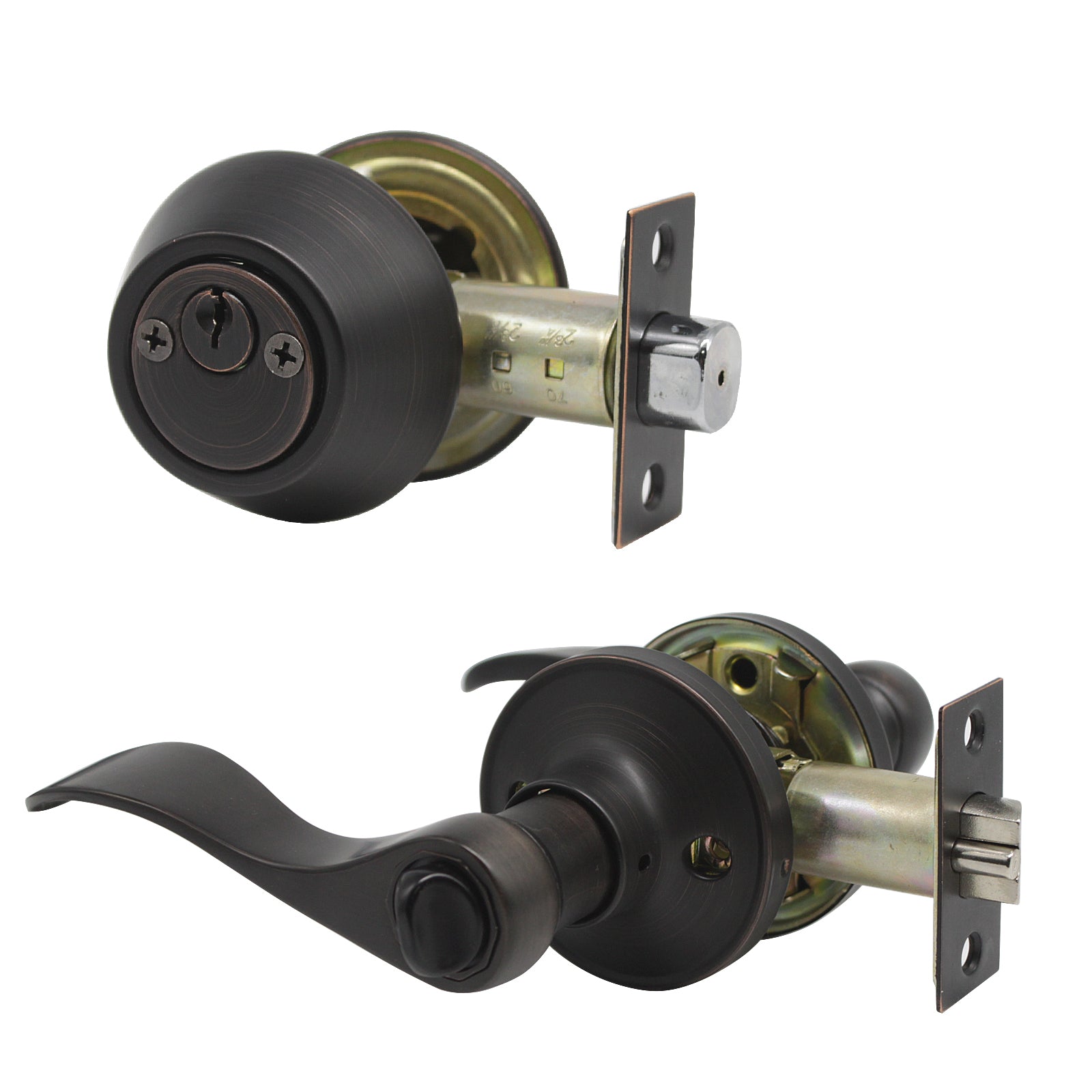 Entry Keyed Door Levers Lock with Double Cylinder Deadbolts Keyed