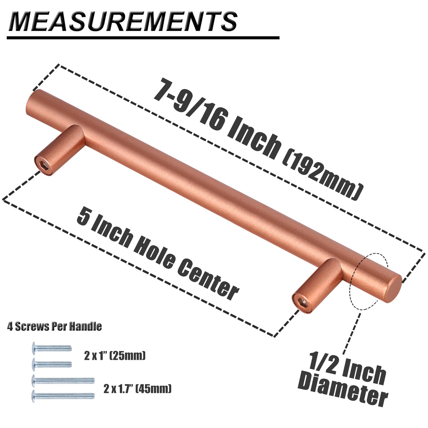 Probrico Stainless Steel T Cabinet Handles and Pulls Rose Gold Finish PD201HSF - Probrico