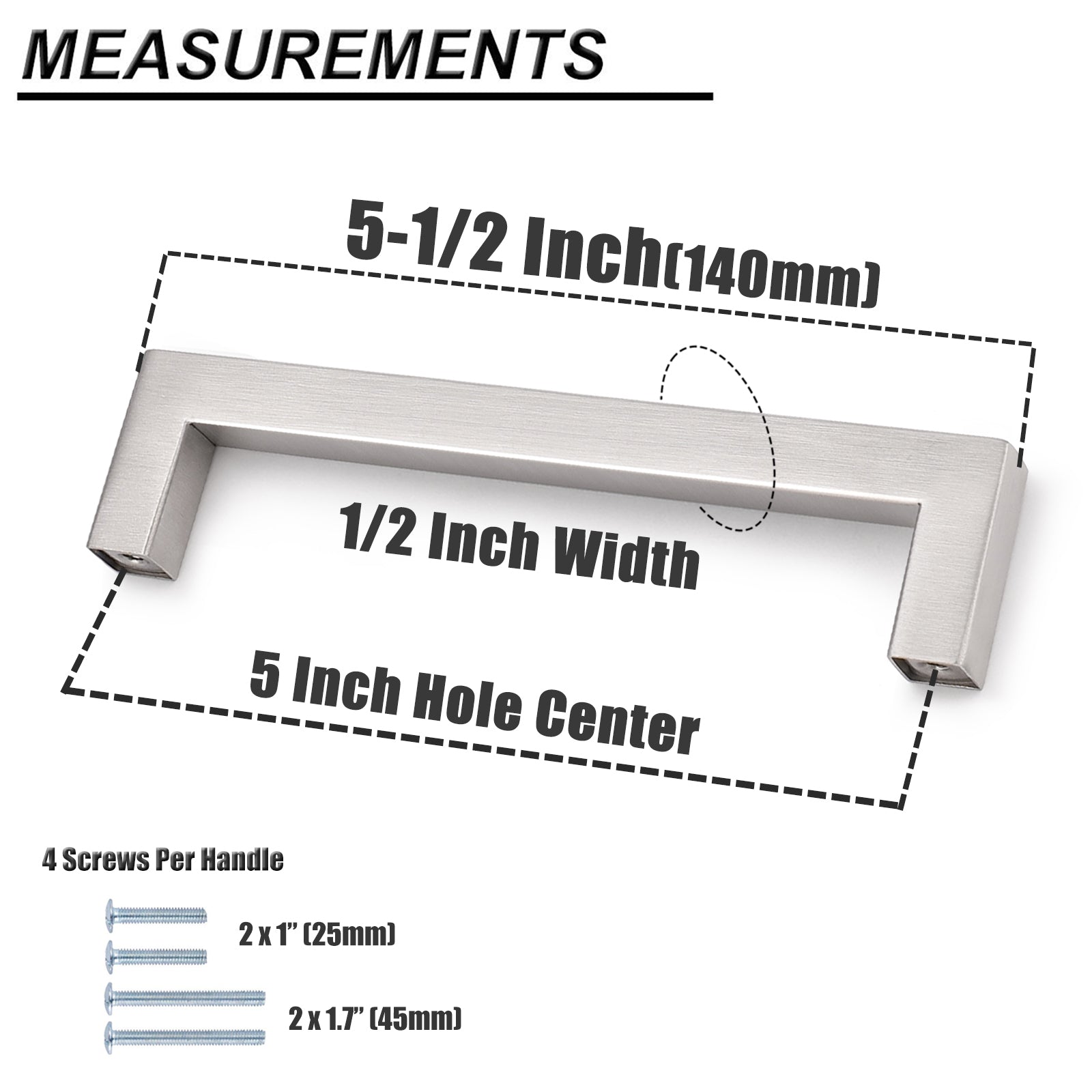 Probrico Square Bar Kitchen Cabinet Handles Pulls Brushed Nickel Finish PDDJ27HSS 100 packs - Probrico