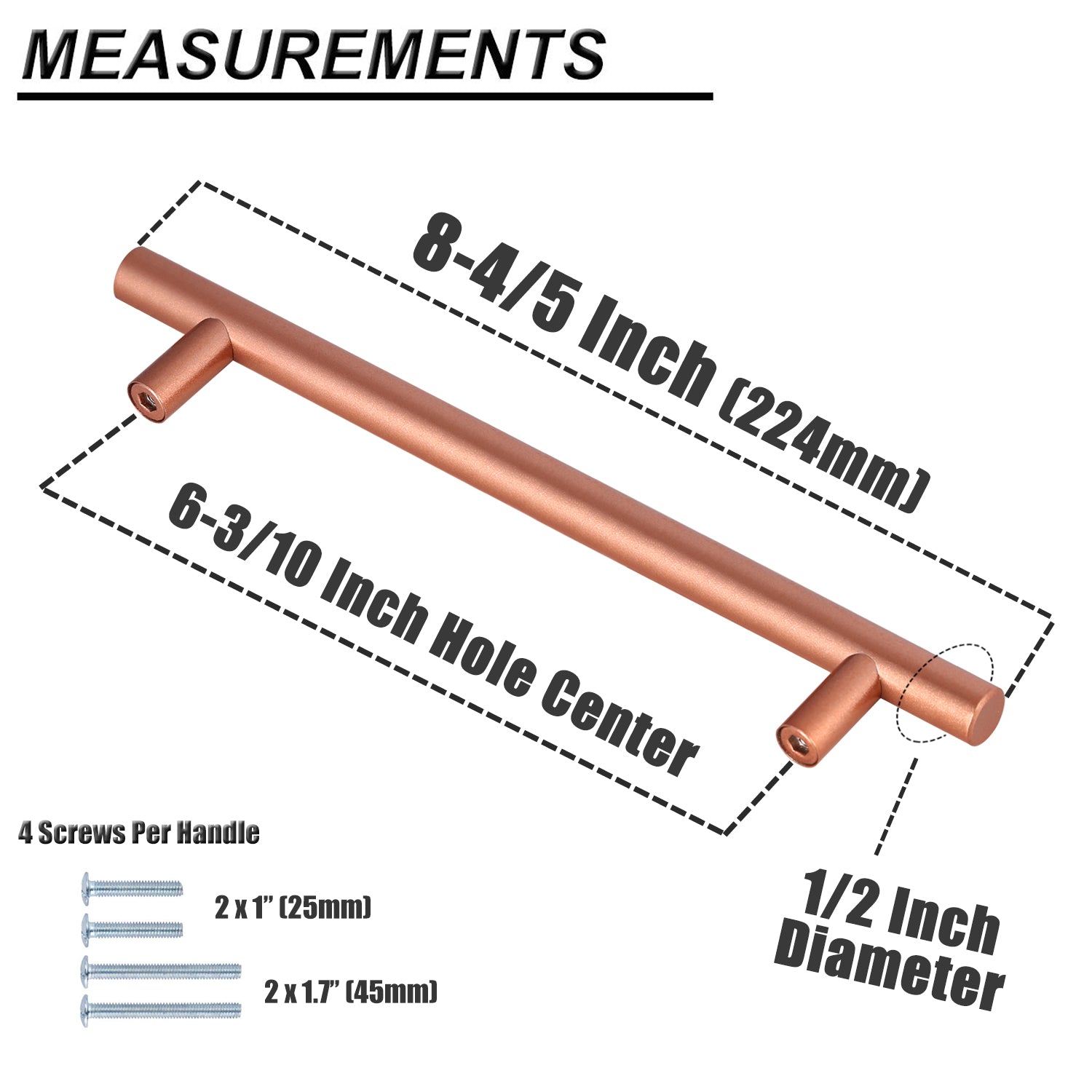 Probrico Stainless Steel T Cabinet Handles and Pulls Rose Gold Finish PD201HSF - Probrico