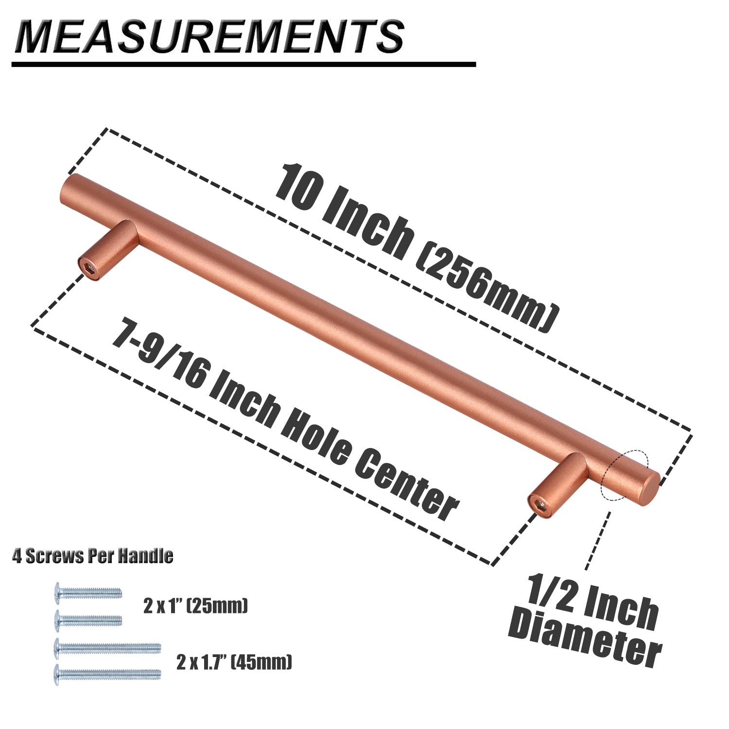 Probrico Stainless Steel T Cabinet Handles and Pulls Rose Gold Finish PD201HSF - Probrico