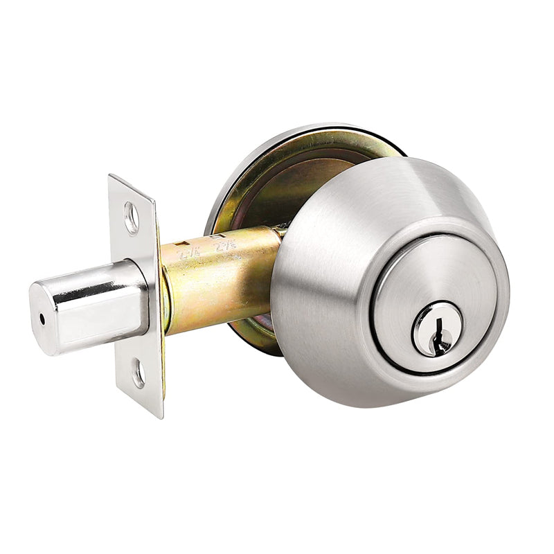 Single Cylinder Deadbolt Lock with Same Key, Oil Rubbed Bronze/Satin Nickel Keyed Door Lock DLD101 - Probrico