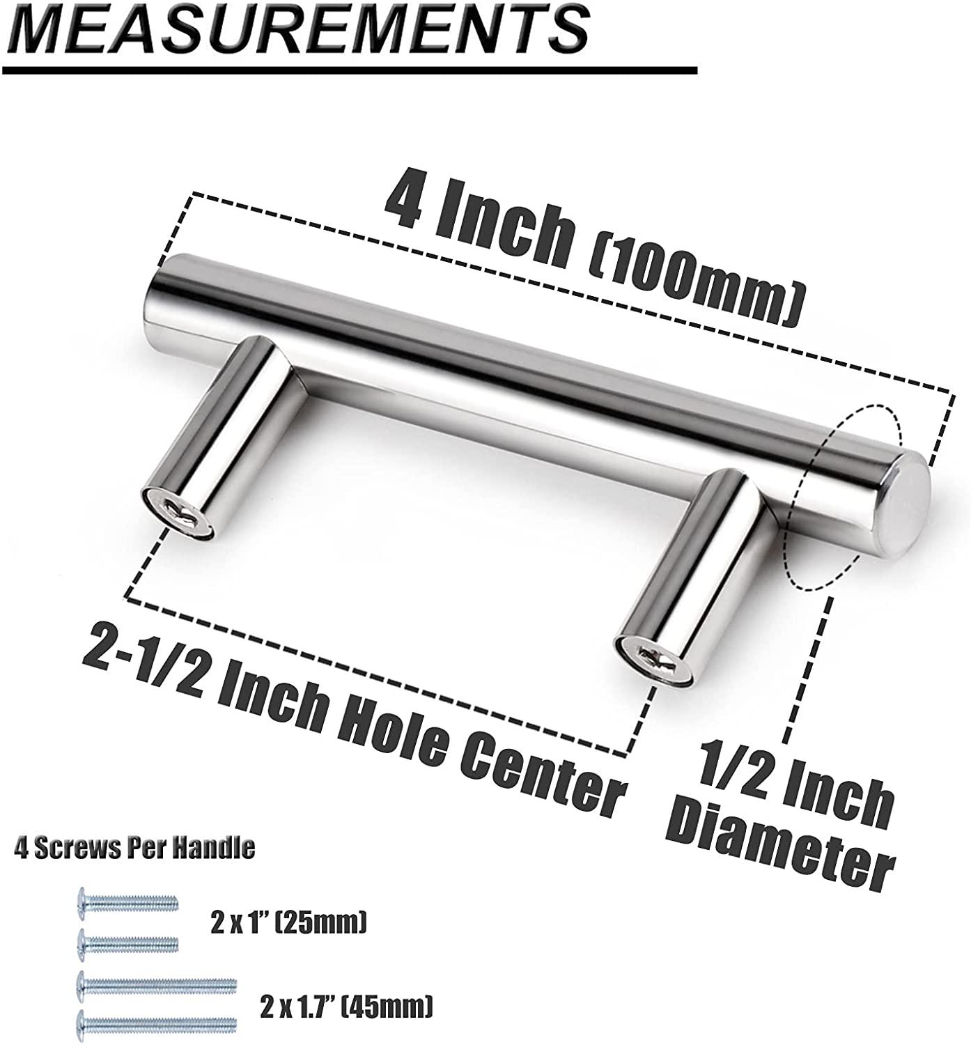 2"-10" T Bar Kitchen Cupboard Handle Pulls Polished Chrome Finish Cabinet Drawer Knobs - Probrico