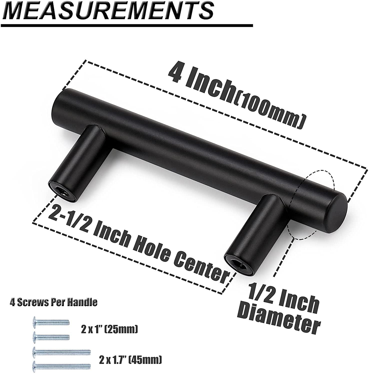 Modern T Bar Black Kitchen Cupboard Handles Cabinet Hardware Drawer Pulls 2"-10" PD3383HBK - Probrico