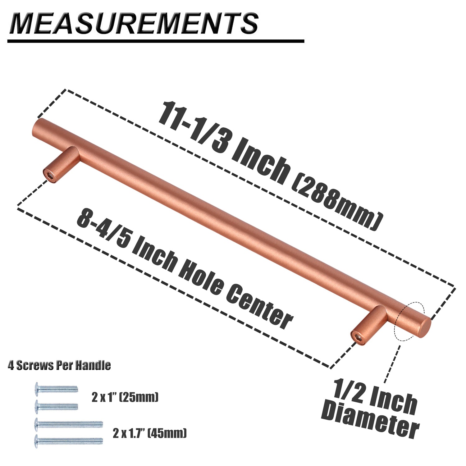 Probrico Stainless Steel T Cabinet Handles and Pulls Rose Gold Finish PD201HSF - Probrico