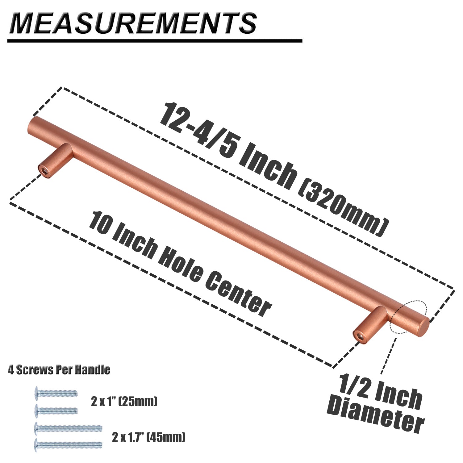 Probrico Stainless Steel T Cabinet Handles and Pulls Rose Gold Finish PD201HSF - Probrico