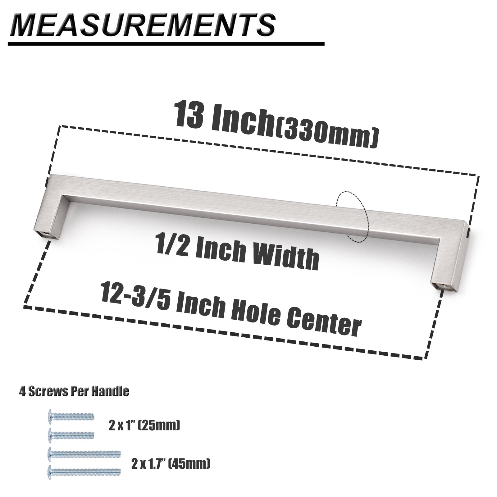 Probrico Square Bar Kitchen Cabinet Handles Pulls Brushed Nickel Finish PDDJ27HSS 100 packs - Probrico