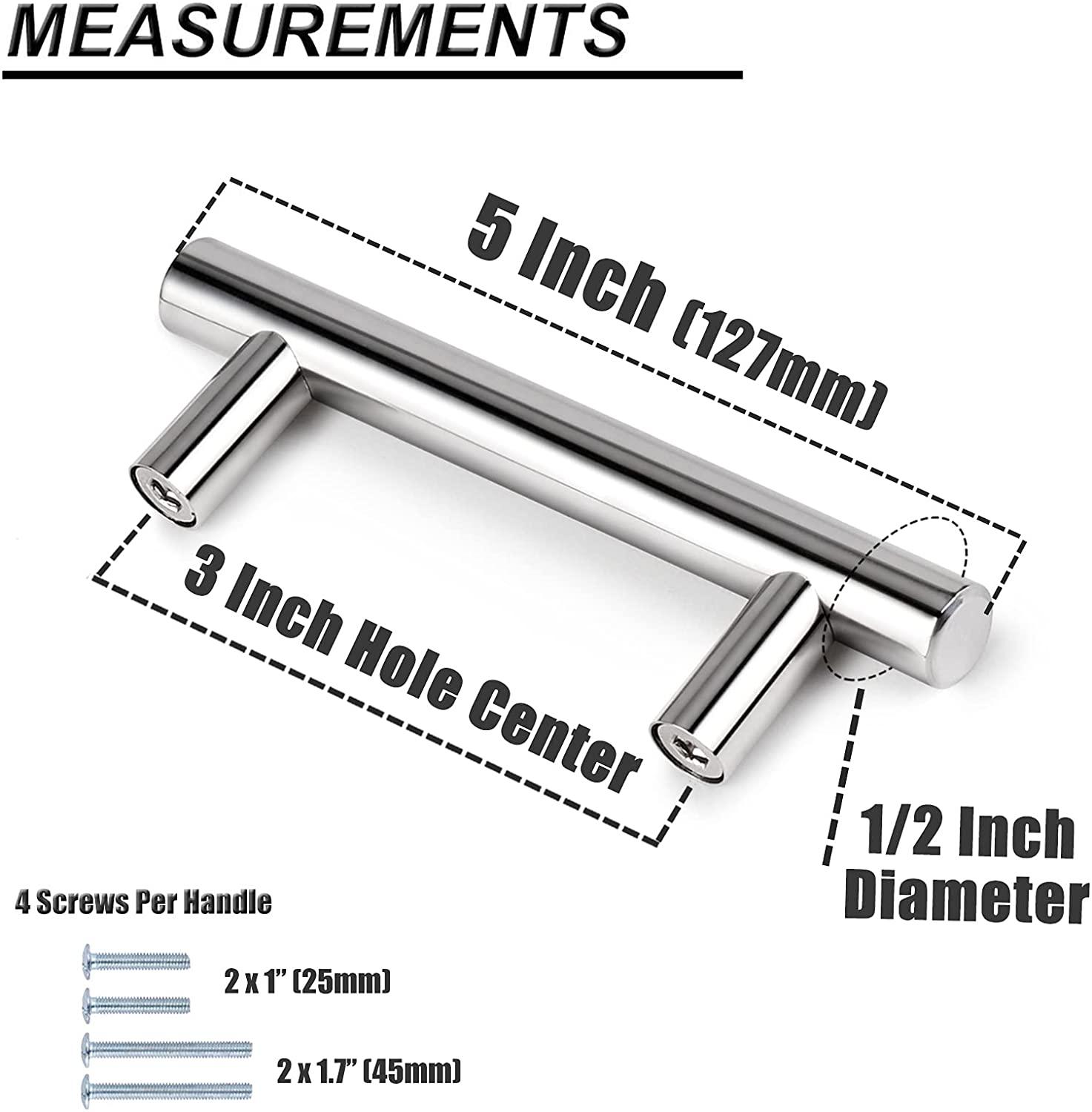 2"-10" T Bar Kitchen Cupboard Handle Pulls Polished Chrome Finish Cabinet Drawer Knobs - Probrico