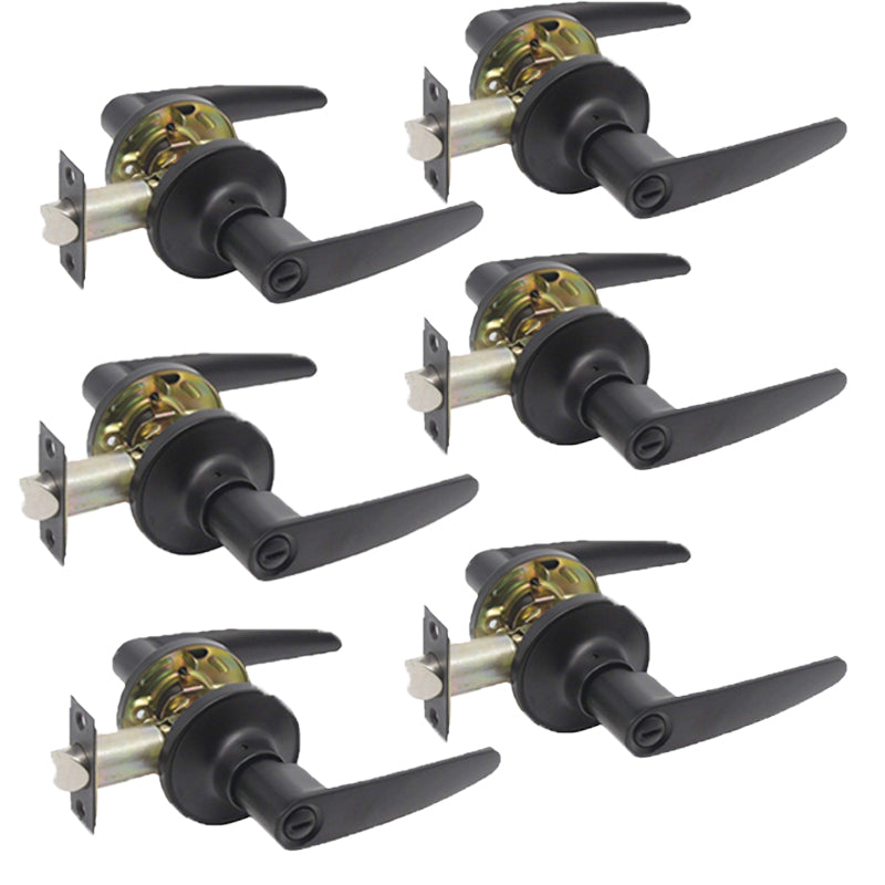 Probrico Bedroom and Bathroom Handles Lock Black Finished Privacy Door Lever 6 Packs - Probrico