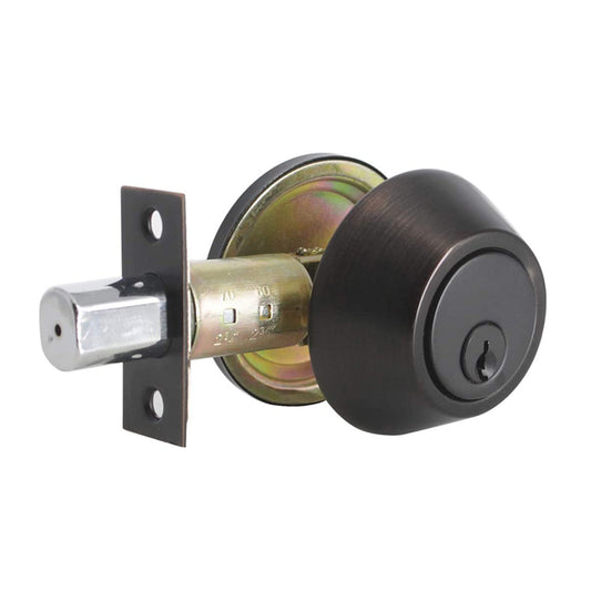 Single Cylinder Deadbolt Lock with Same Key, Oil Rubbed Bronze/Satin Nickel Keyed Door Lock DLD101 - Probrico