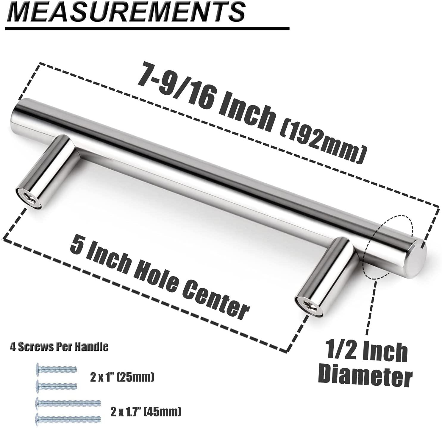 2"-10" T Bar Kitchen Cupboard Handle Pulls Polished Chrome Finish Cabinet Drawer Knobs - Probrico