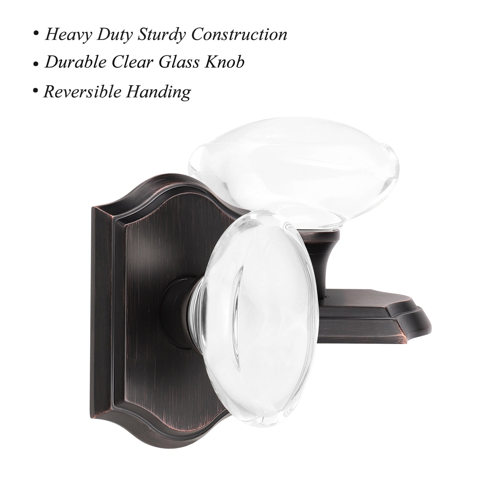 Probrico Oval Crystal Door Knob Lock with Oil Rubbed Bronze Arched Ros