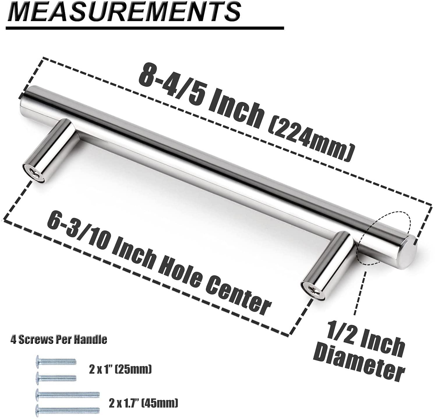 2"-10" T Bar Kitchen Cupboard Handle Pulls Polished Chrome Finish Cabinet Drawer Knobs - Probrico