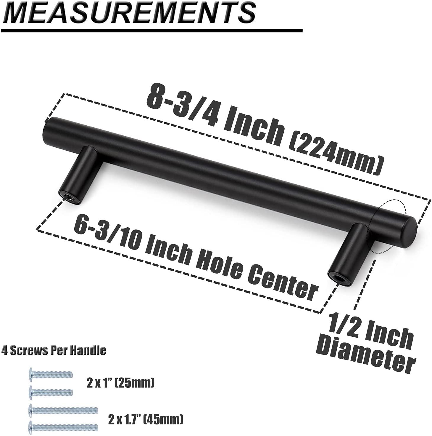 Modern T Bar Black Kitchen Cupboard Handles Cabinet Hardware Drawer Pulls 2"-10" PD3383HBK - Probrico