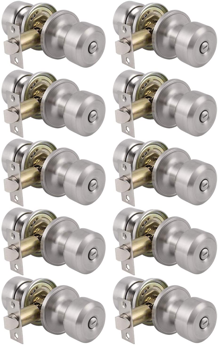 Probrico Ball Knobs Privacy Bedroom & Bathroom Door Lock Knobs Satin Nickel Finish - Probrico