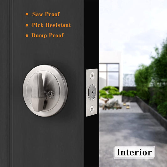 Single Cylinder Deadbolt Lock with Same Key, Oil Rubbed Bronze/Satin Nickel Keyed Door Lock DLD101 - Probrico