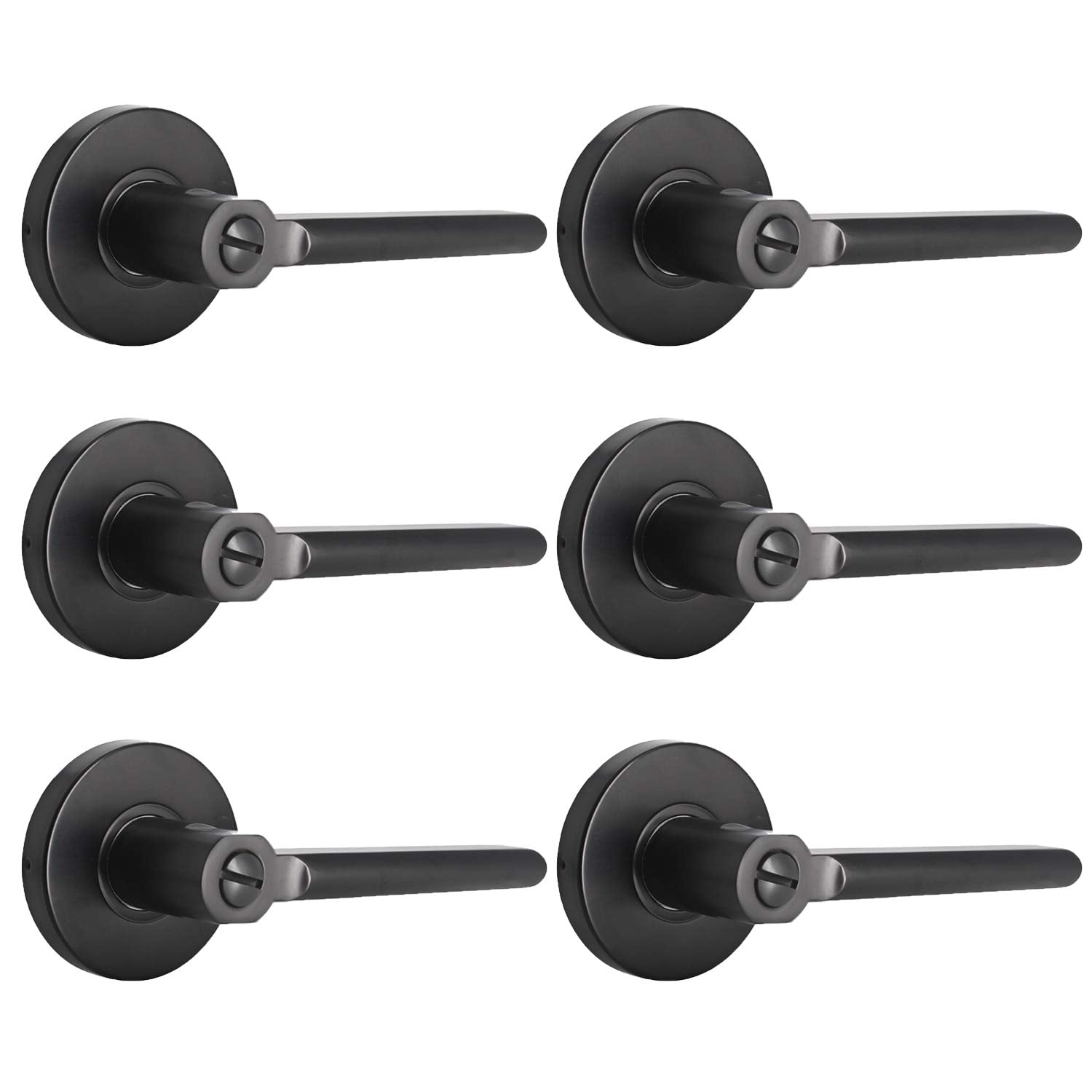 Probrico Bedroom and Bathroom Handles Lock Black Finished Privacy Door Lever 6 Packs - Probrico