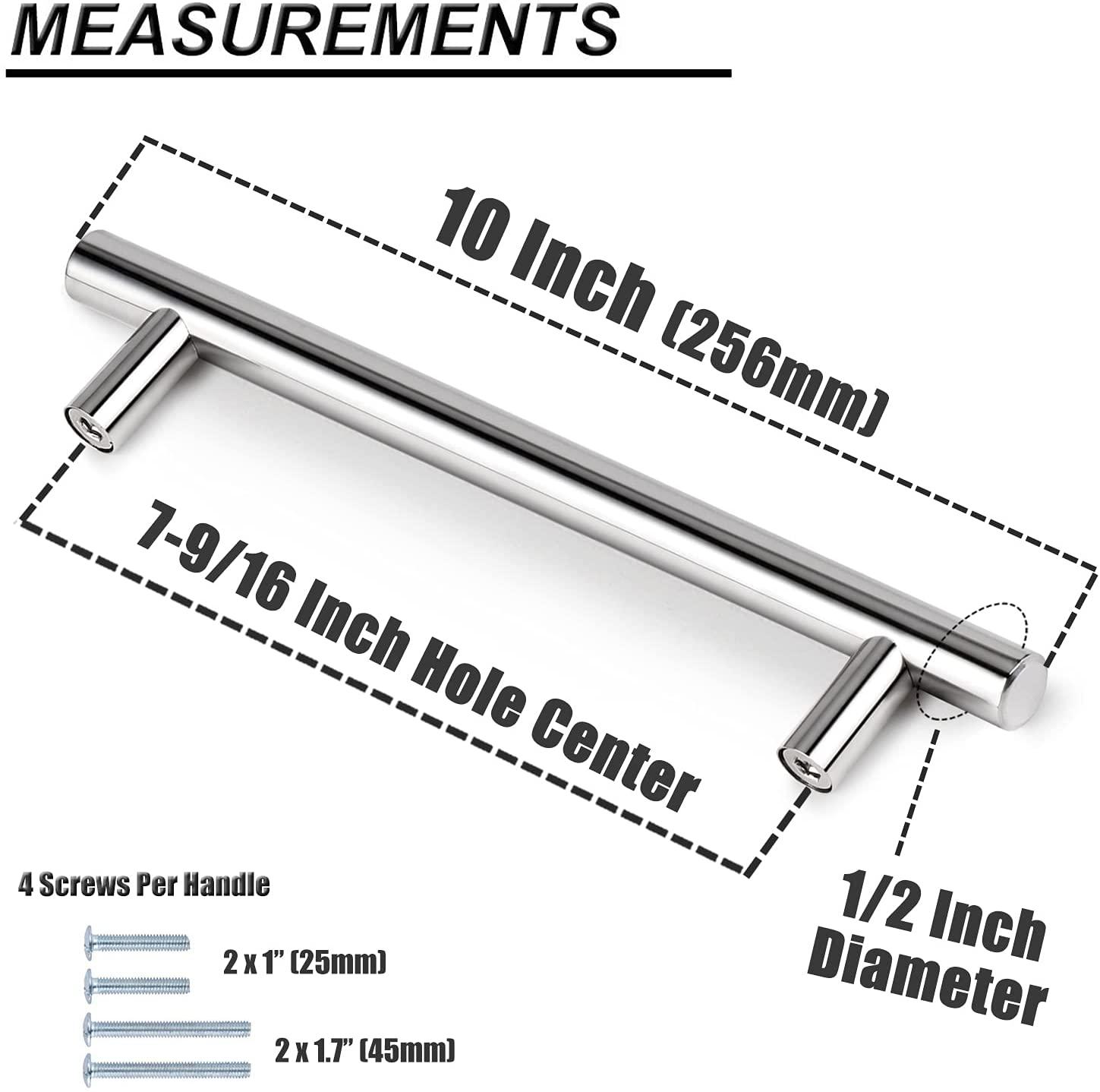 2"-10" T Bar Kitchen Cupboard Handle Pulls Polished Chrome Finish Cabinet Drawer Knobs - Probrico