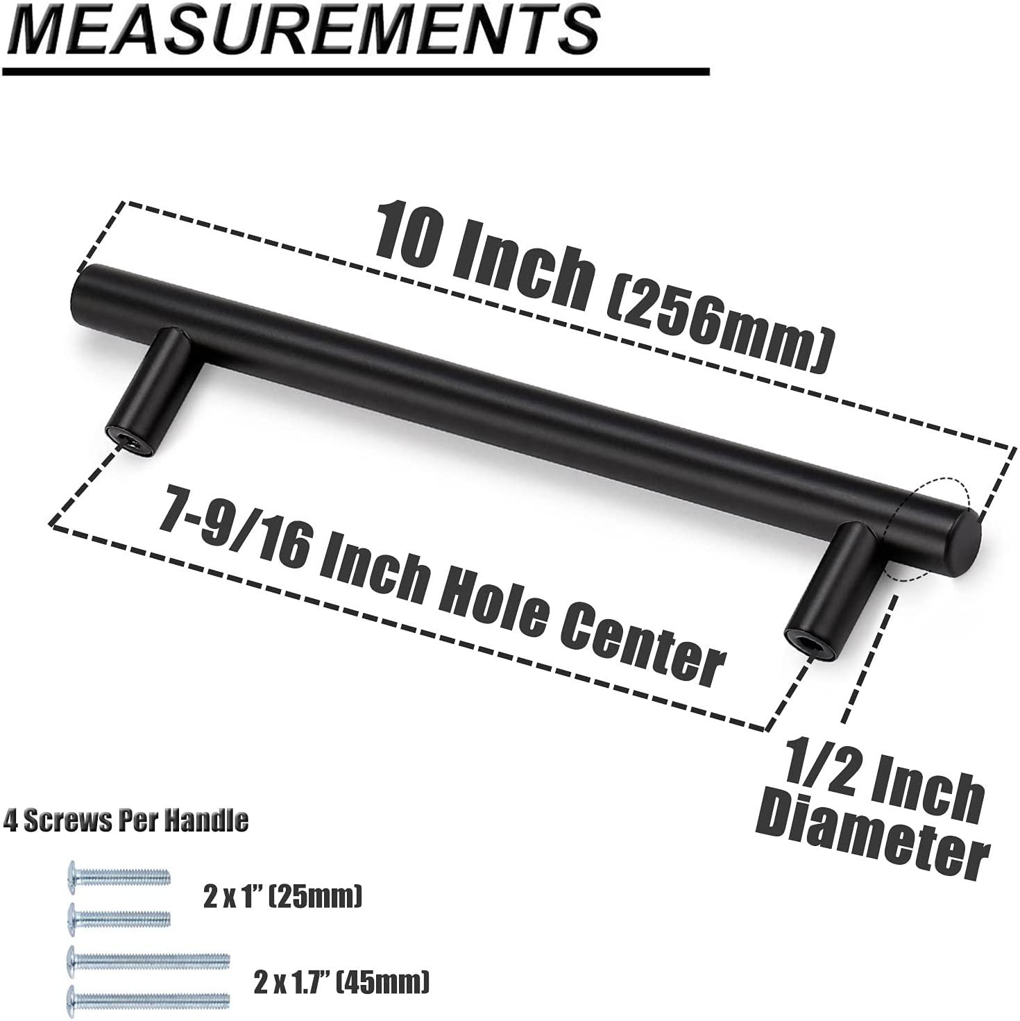 Modern T Bar Black Kitchen Cupboard Handles Cabinet Hardware Drawer Pulls 2"-10" PD3383HBK - Probrico