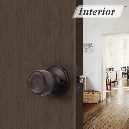 Tulip Ball Interior Passage Door Knobs Keyless, Oil Rubbed Bronze Finish DL591ORBPS - Probrico