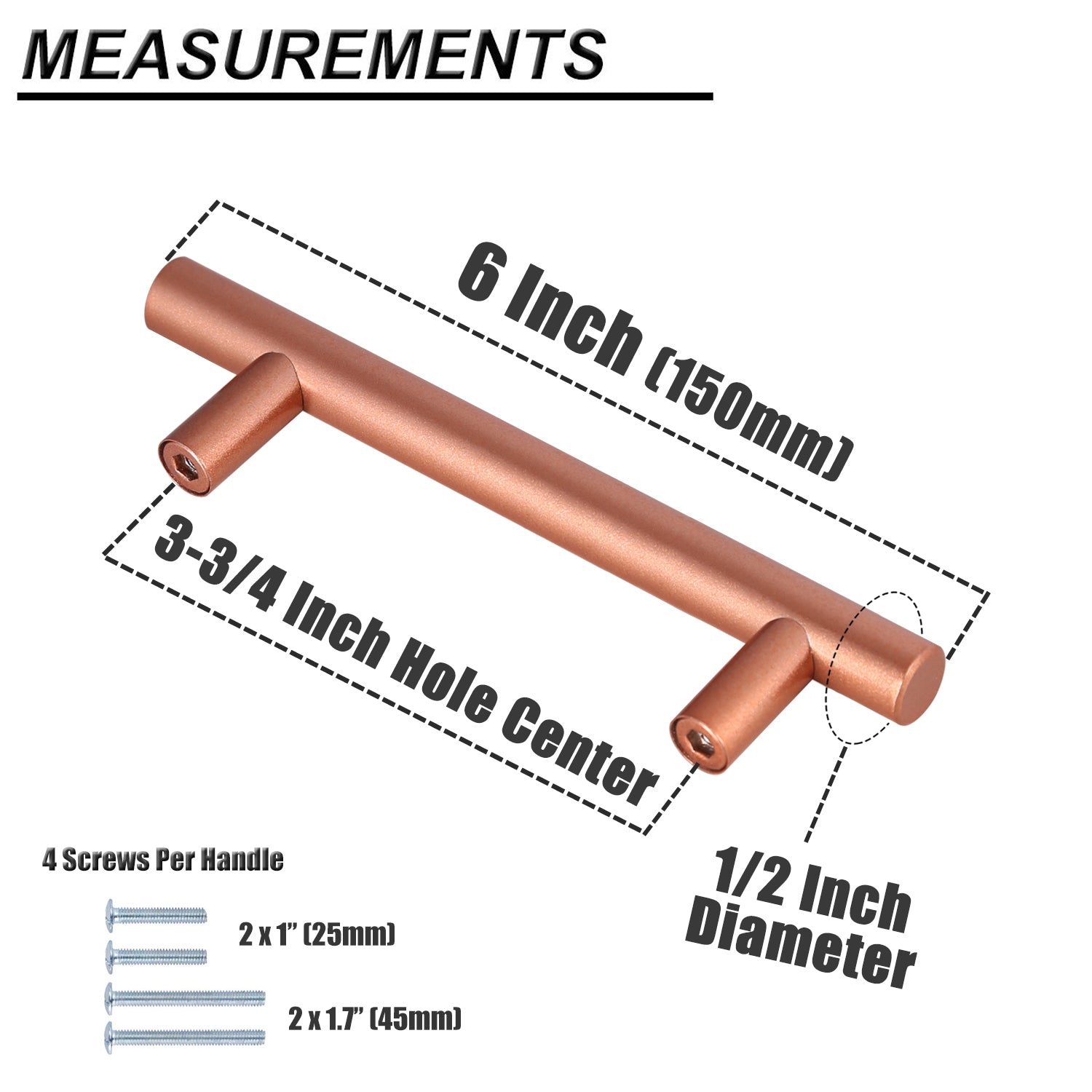 Probrico Stainless Steel T Cabinet Handles and Pulls Rose Gold Finish PD201HSF - Probrico