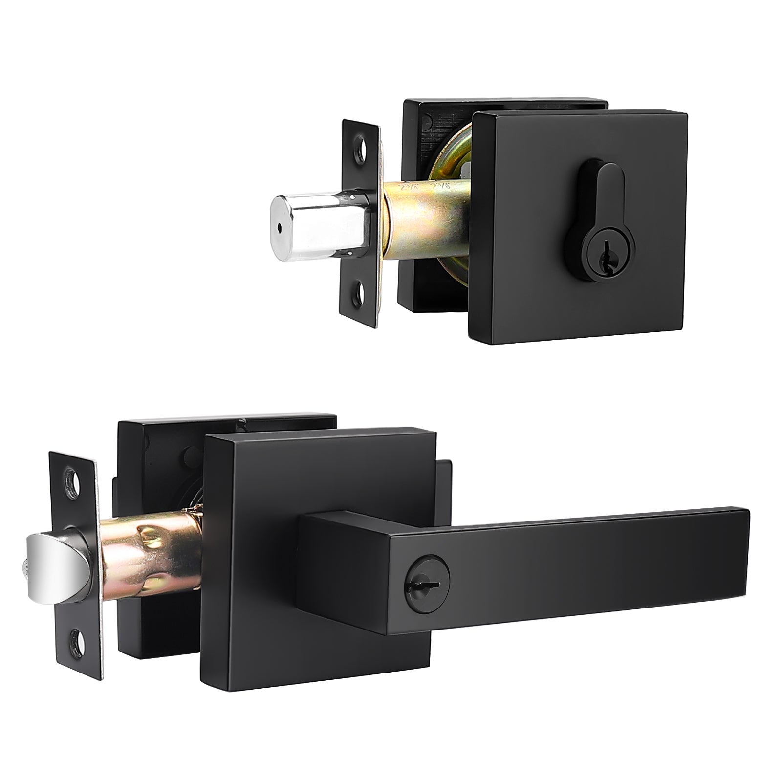 Keyed Entry Door Levers and Double Cylinder Deadbolts Locks Combo