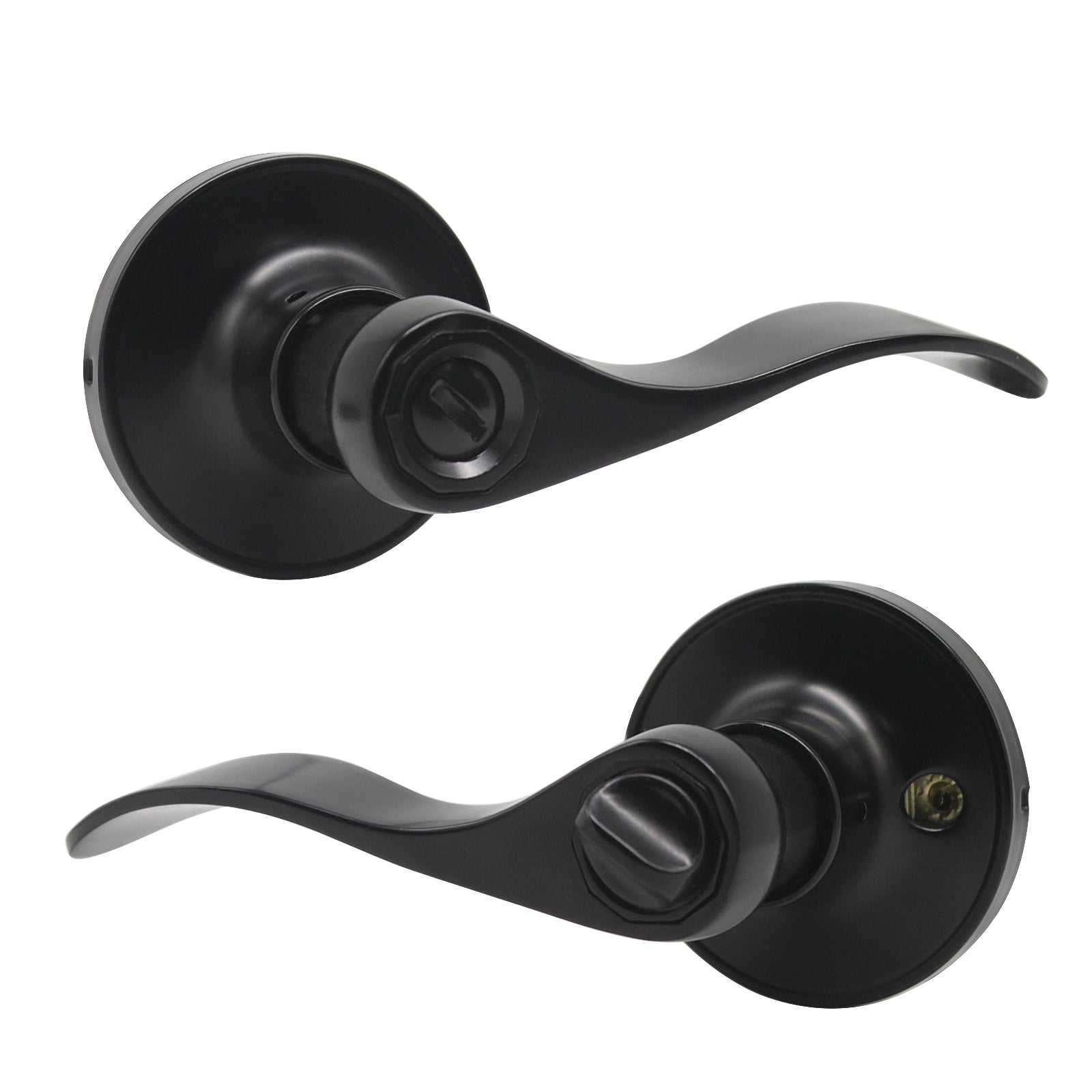 Black Door Handles Wave Style Levers, Entry Keyed/Privacy  Lock/Passage/Dummy Function DL12061BK