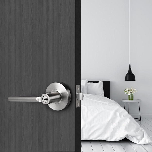 Heavy Duty Door Handles Satin Nickel Finish Keyed/Privacy