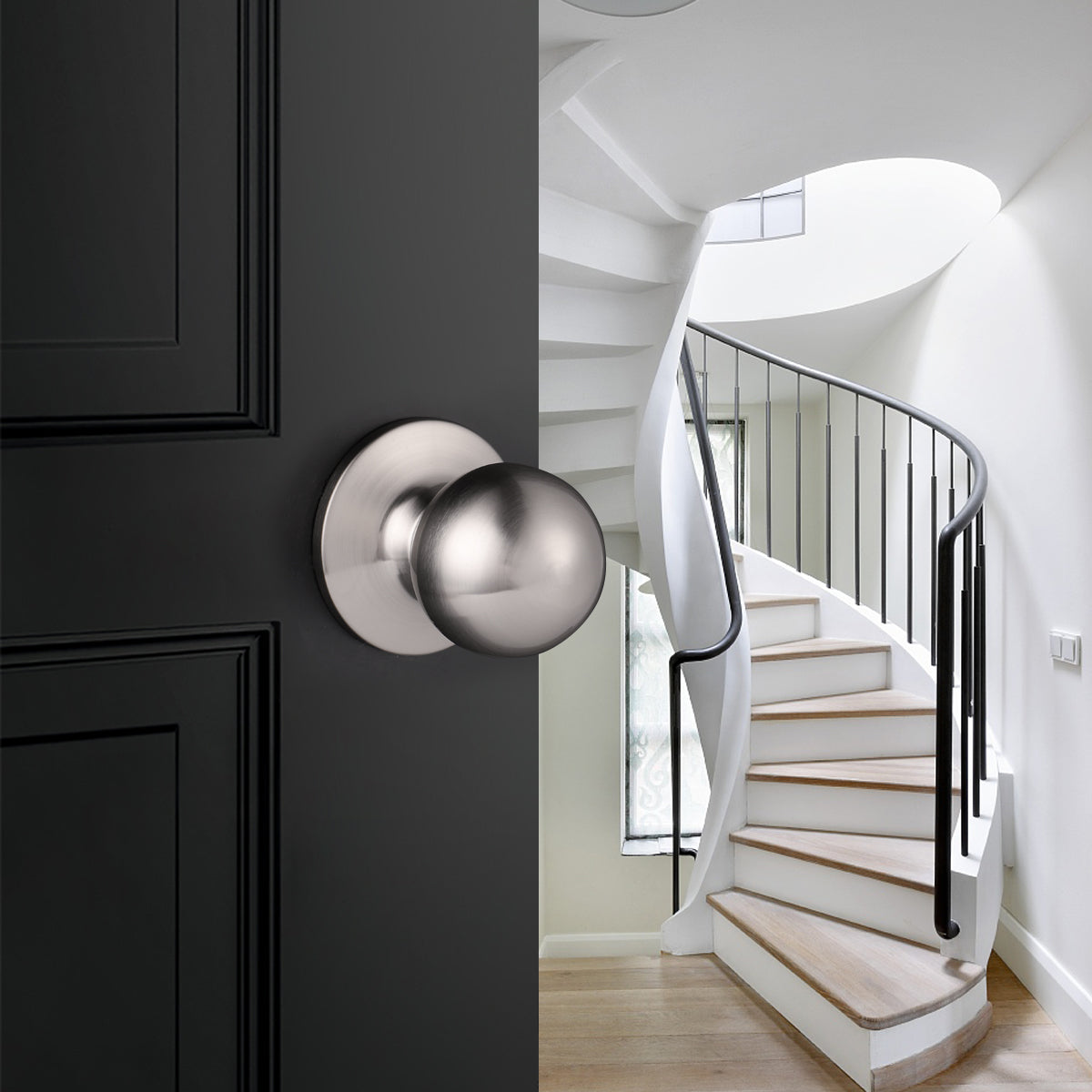 Probrico Door Knobs Interior Door Locks in Matte Black Finish, Ball Knob,  Privacy/Dummy/Passage Function DL5766BK